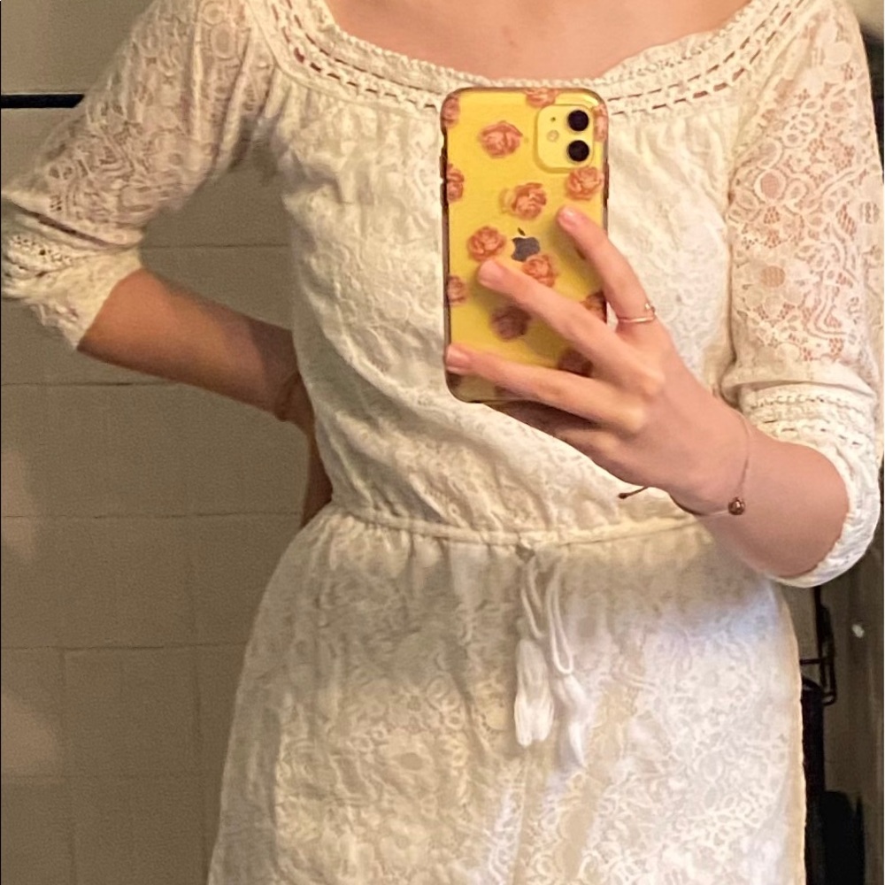 White Lace Off the shoulder Romper